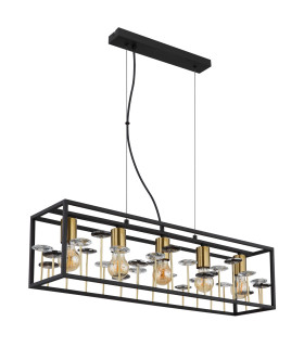 Lisbon Bar Pendant Ceiling Light Matt Black 5x E27-2