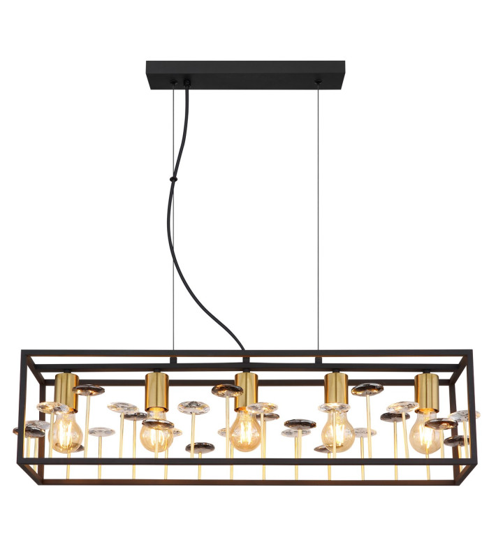 Lisbon Bar Pendant Ceiling Light Matt Black 5x E27-3