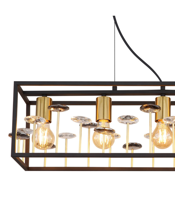 Lisbon Bar Pendant Ceiling Light Matt Black 5x E27-4