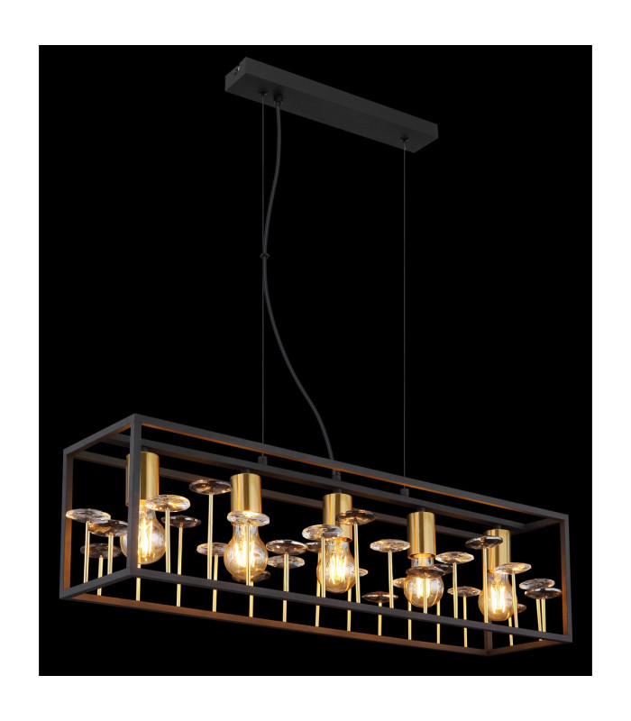 Lisbon Bar Pendant Ceiling Light Matt Black 5x E27-5
