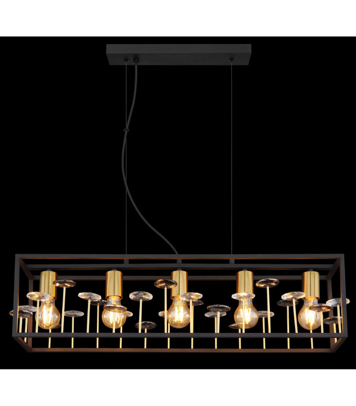 Lisbon Bar Pendant Ceiling Light Matt Black 5x E27-6