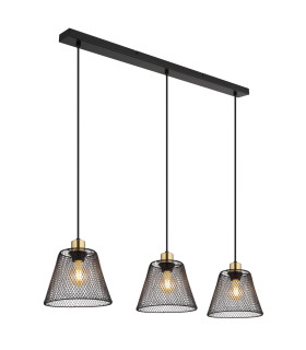 Baku Bar Pendant Ceiling Light Matt Black 3x E27-1
