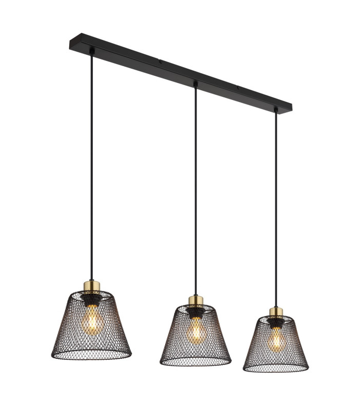 Baku Bar Pendant Ceiling Light Matt Black 3x E27-1