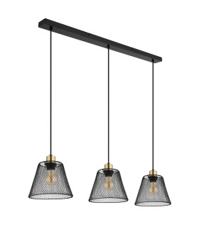 Baku Bar Pendant Ceiling Light Matt Black 3x E27-2