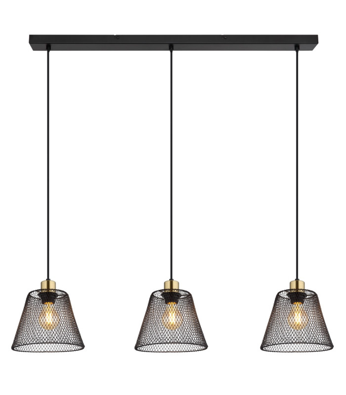 Baku Bar Pendant Ceiling Light Matt Black 3x E27-3