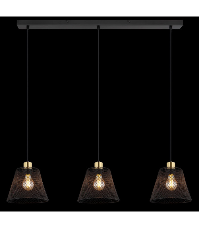 Baku Bar Pendant Ceiling Light Matt Black 3x E27-6