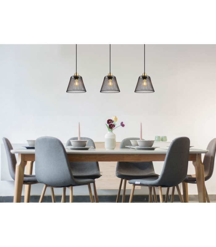 Baku Bar Pendant Ceiling Light Matt Black 3x E27-7