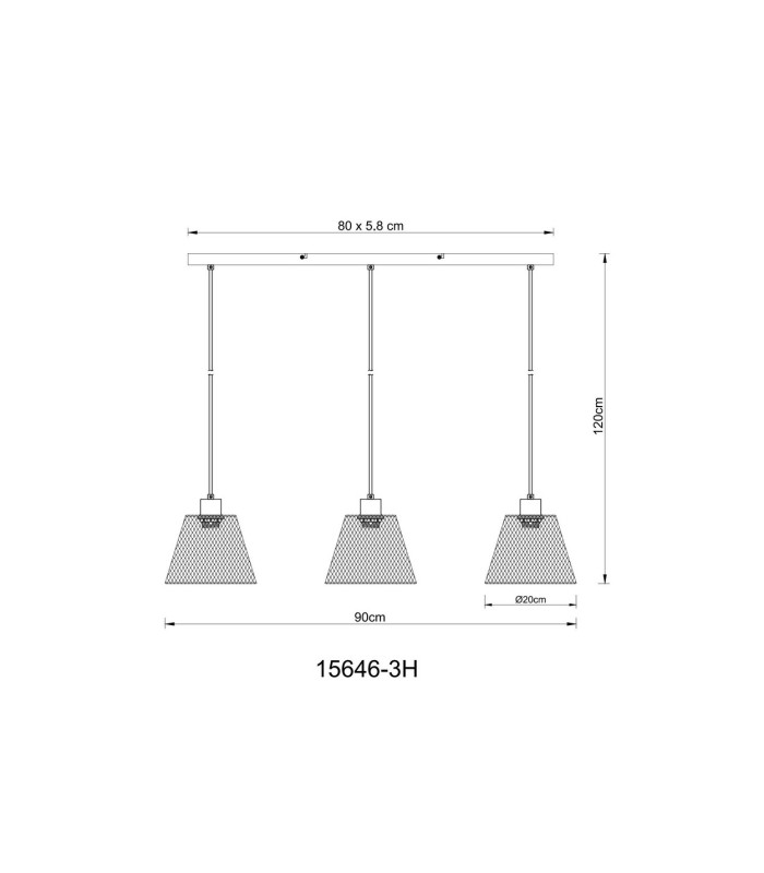 Baku Bar Pendant Ceiling Light Matt Black 3x E27-8