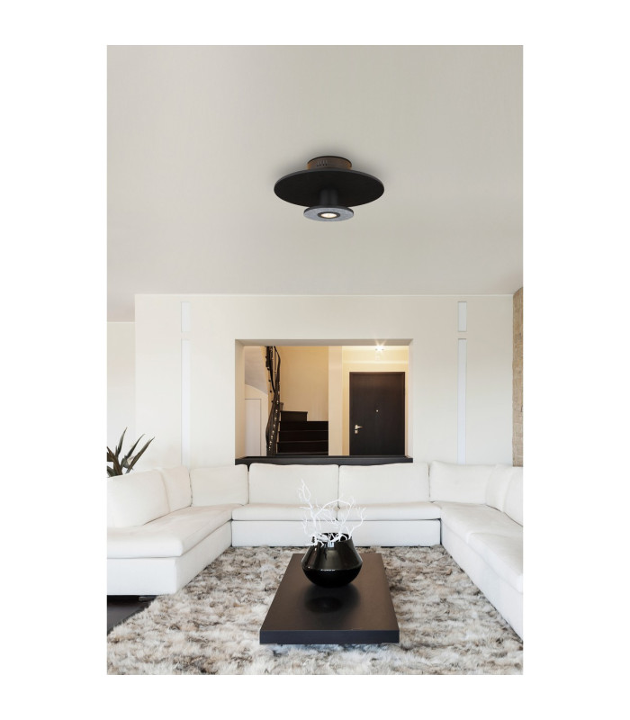 Carter Integrated LED Semi Flush Ceiling Light Matt Black LED 3000K-8
