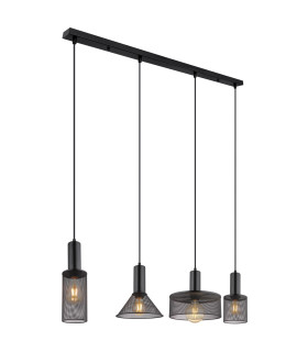 Jedd Bar Pendant Ceiling Light Matt Black 4x E27-1