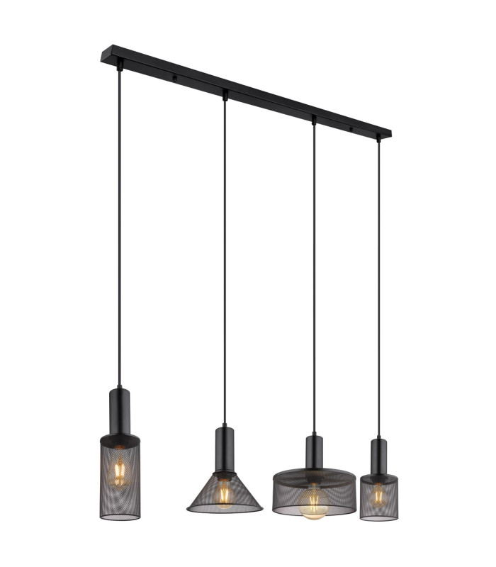 Jedd Bar Pendant Ceiling Light Matt Black 4x E27-1
