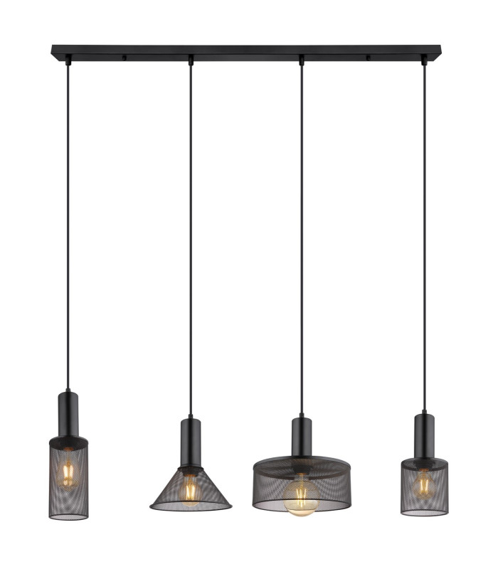 Jedd Bar Pendant Ceiling Light Matt Black 4x E27-3