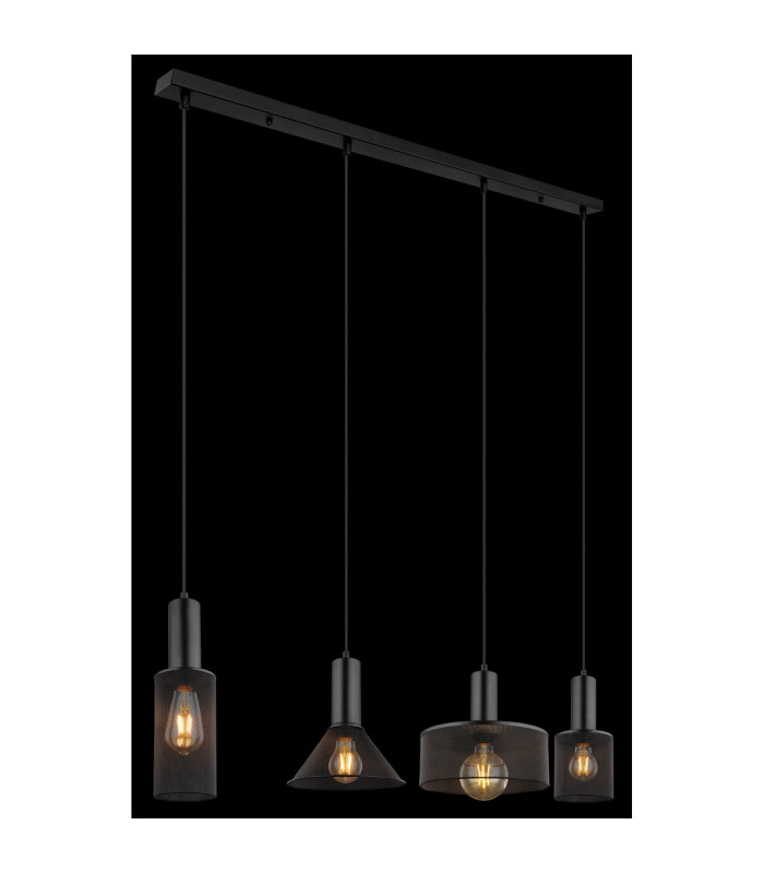 Jedd Bar Pendant Ceiling Light Matt Black 4x E27-5