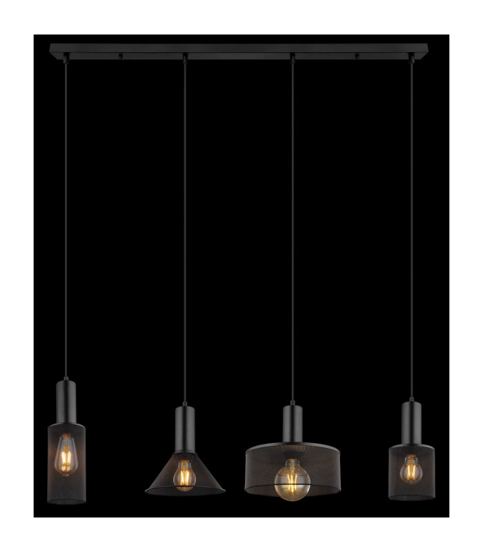 Jedd Bar Pendant Ceiling Light Matt Black 4x E27-6