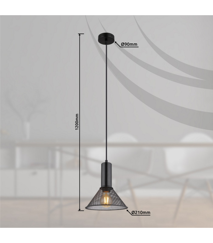 Jedd Dome Pendant Ceiling Light Matt Black 1x E27-10