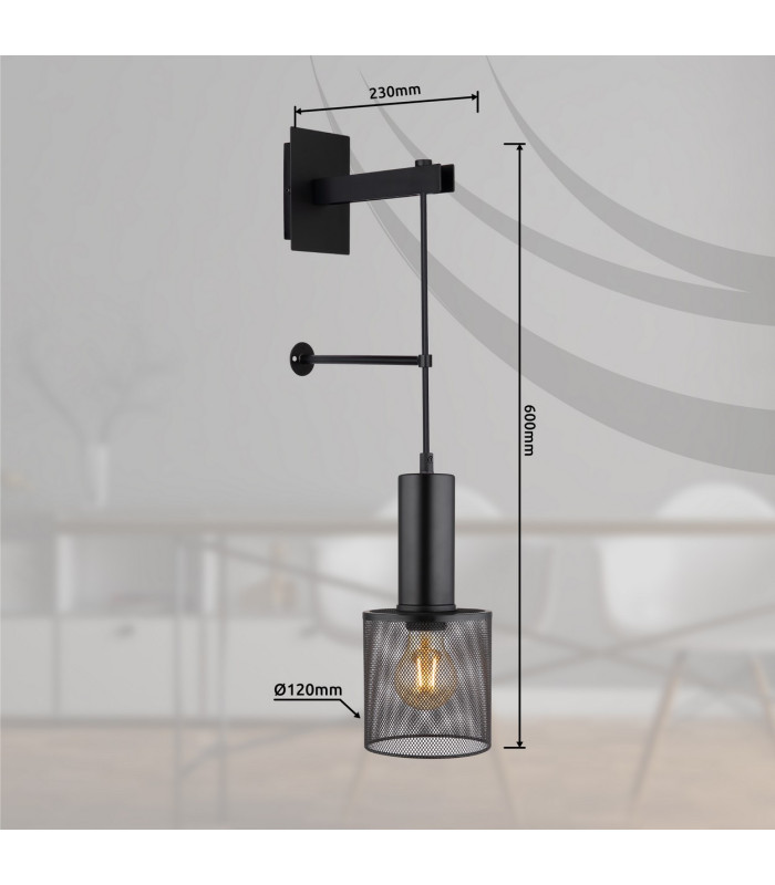 Jedd 12cm Wall Lamp Matt Black 1x E27-9