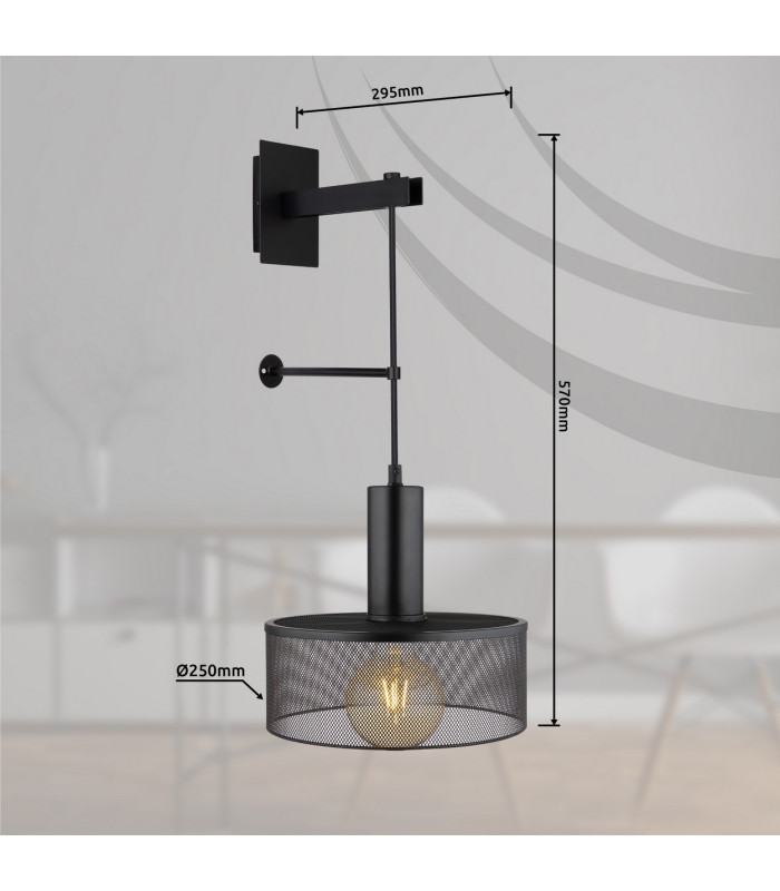 Jedd 25cm Wall Lamp Matt Black 1x E27-9