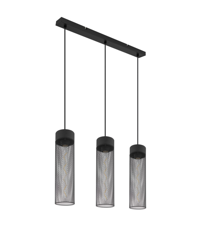 Hans Bar Pendant Ceiling Light Matt Black 3x E27-2