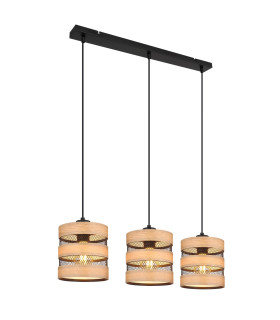 Soeni Bar Pendant Ceiling Light Matt Black 3x E27-1