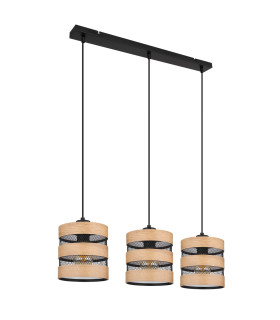 Soeni Bar Pendant Ceiling Light Matt Black 3x E27-2