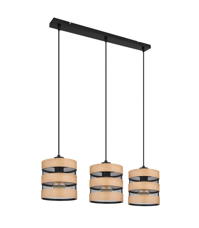 Soeni Bar Pendant Ceiling Light Matt Black 3x E27-2