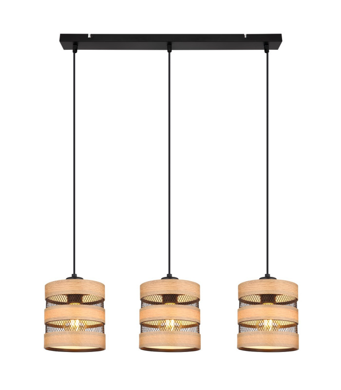 Soeni Bar Pendant Ceiling Light Matt Black 3x E27-3
