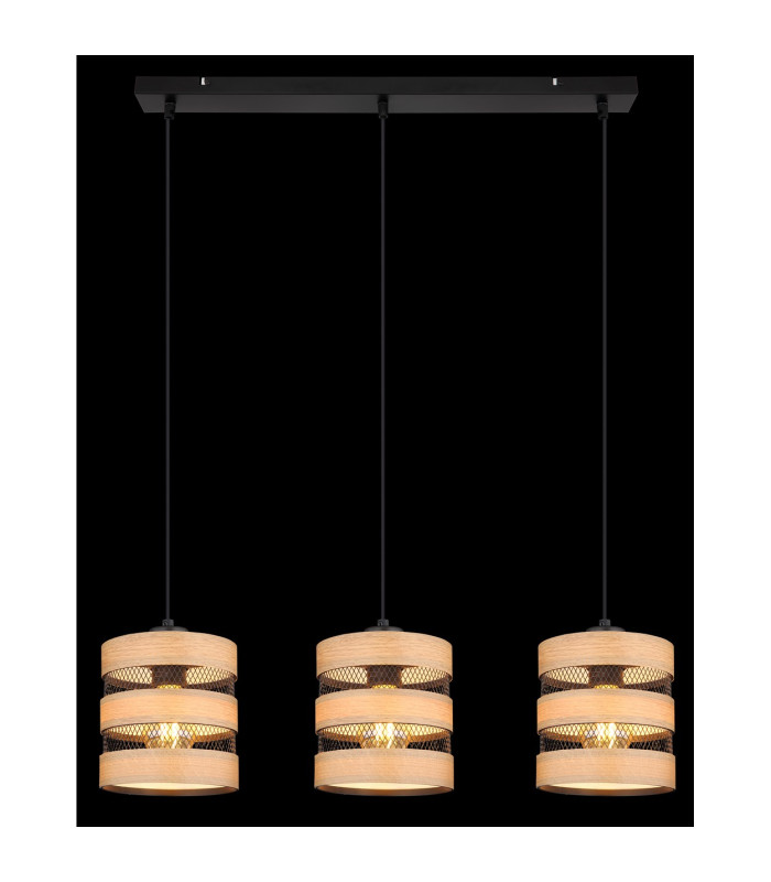 Soeni Bar Pendant Ceiling Light Matt Black 3x E27-6
