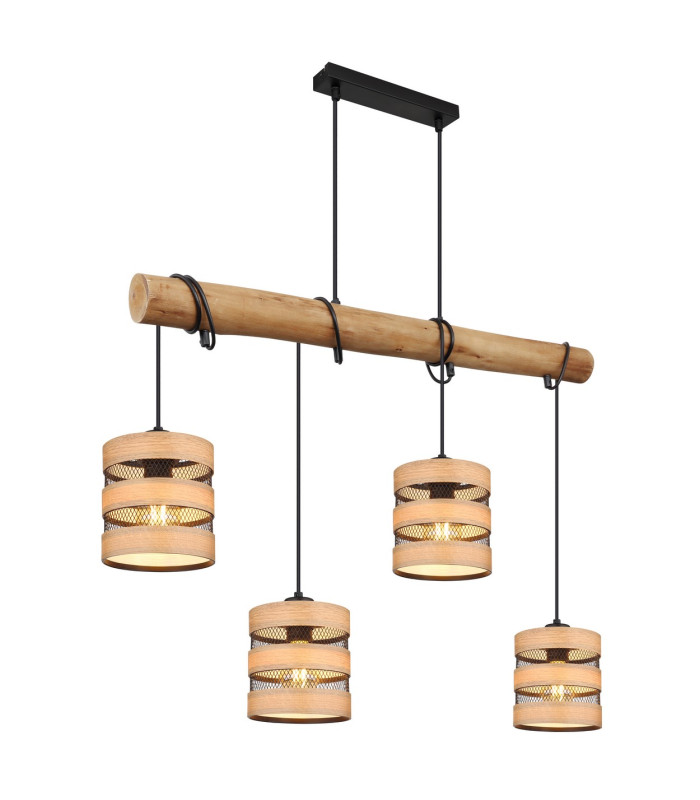 Soeni Bar Pendant Ceiling Light Matt Black 4x E27-1