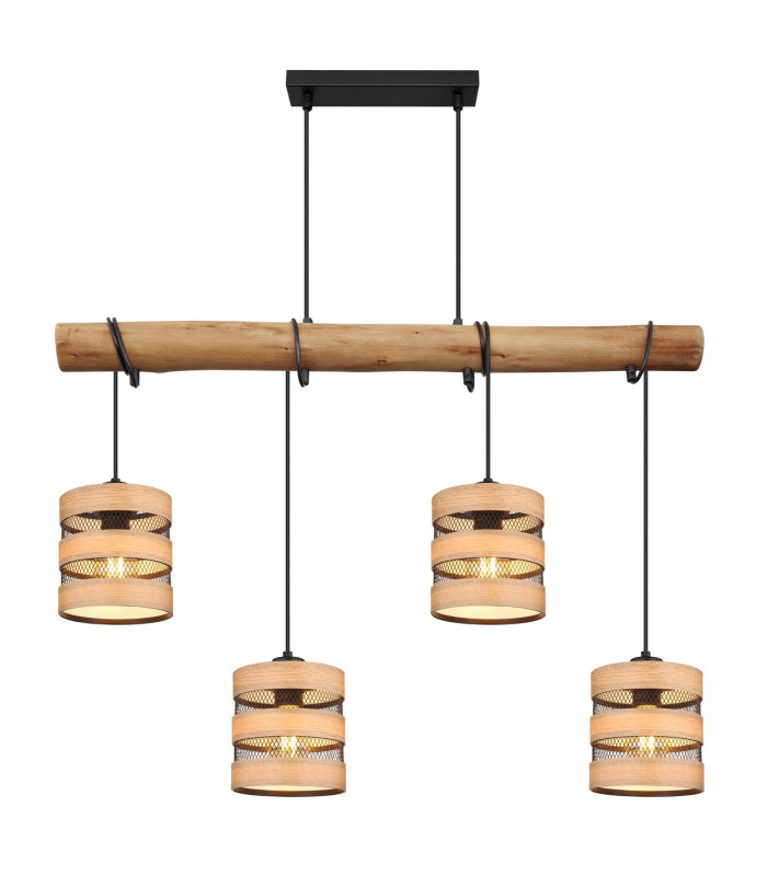 Soeni Bar Pendant Ceiling Light Matt Black 4x E27-3