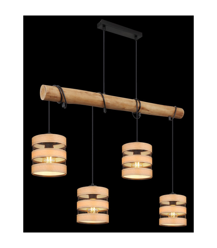 Soeni Bar Pendant Ceiling Light Matt Black 4x E27-5