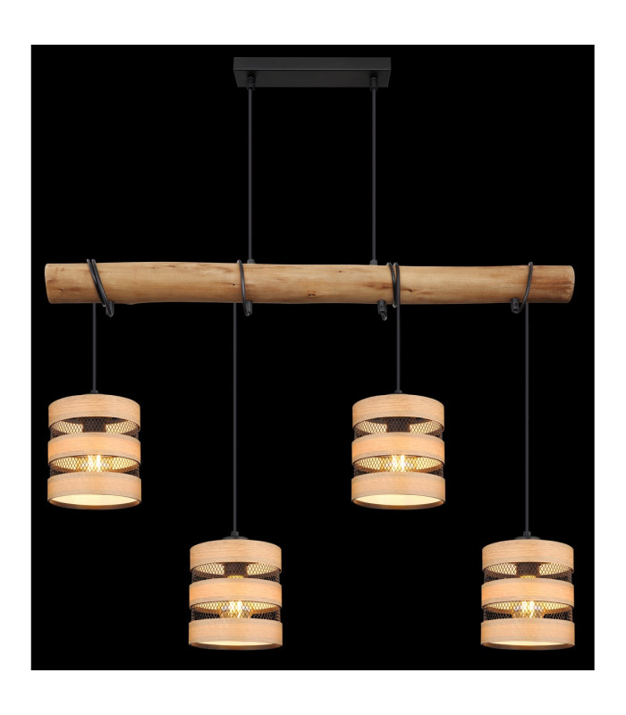 Soeni Bar Pendant Ceiling Light Matt Black 4x E27-6