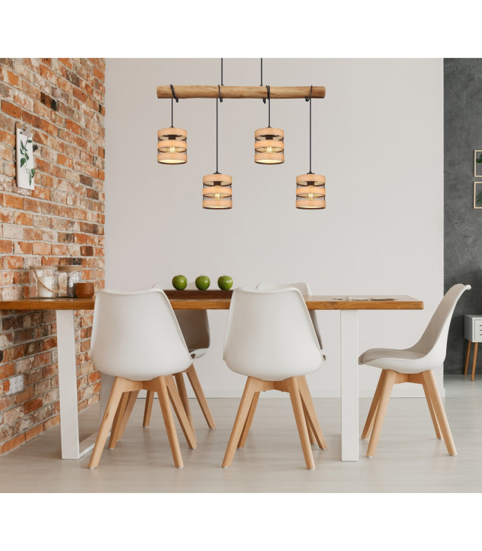 Soeni Bar Pendant Ceiling Light Matt Black 4x E27-7