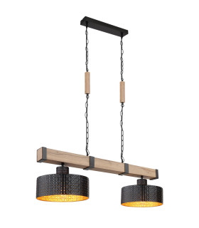 Rielly Bar Pendant Ceiling Light Matt Black 2x E27-1