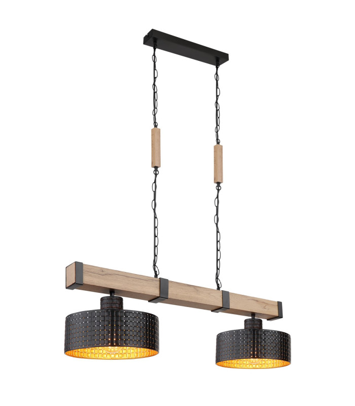 Rielly Bar Pendant Ceiling Light Matt Black 2x E27-1
