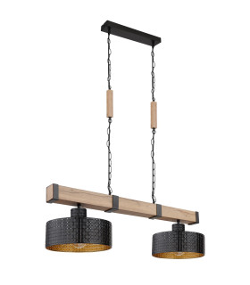 Rielly Bar Pendant Ceiling Light Matt Black 2x E27-2
