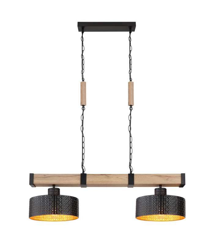Rielly Bar Pendant Ceiling Light Matt Black 2x E27-3