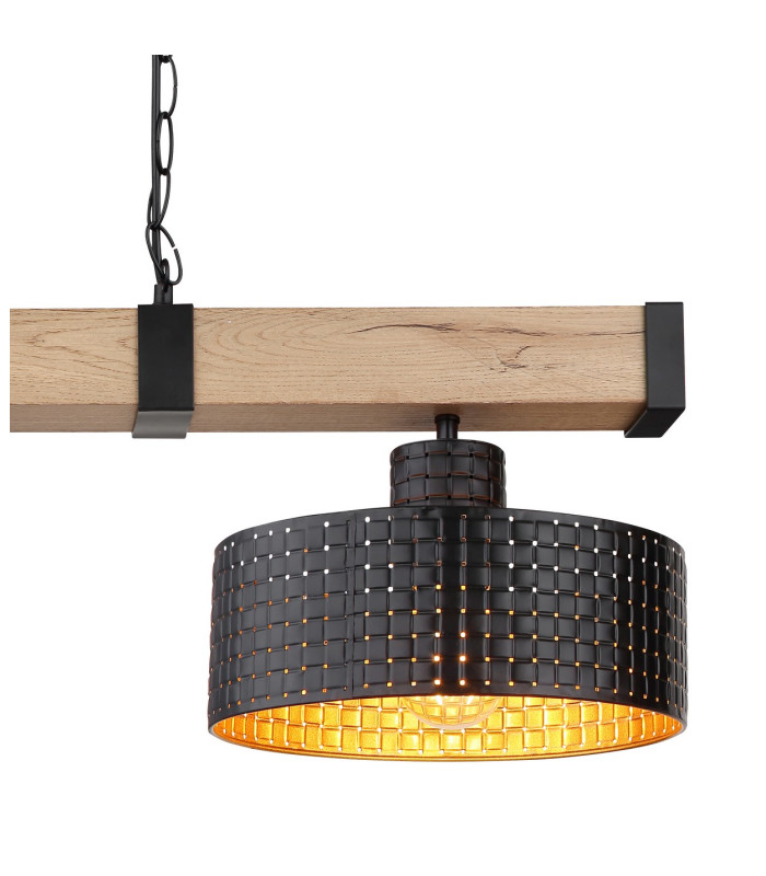 Rielly Bar Pendant Ceiling Light Matt Black 2x E27-4
