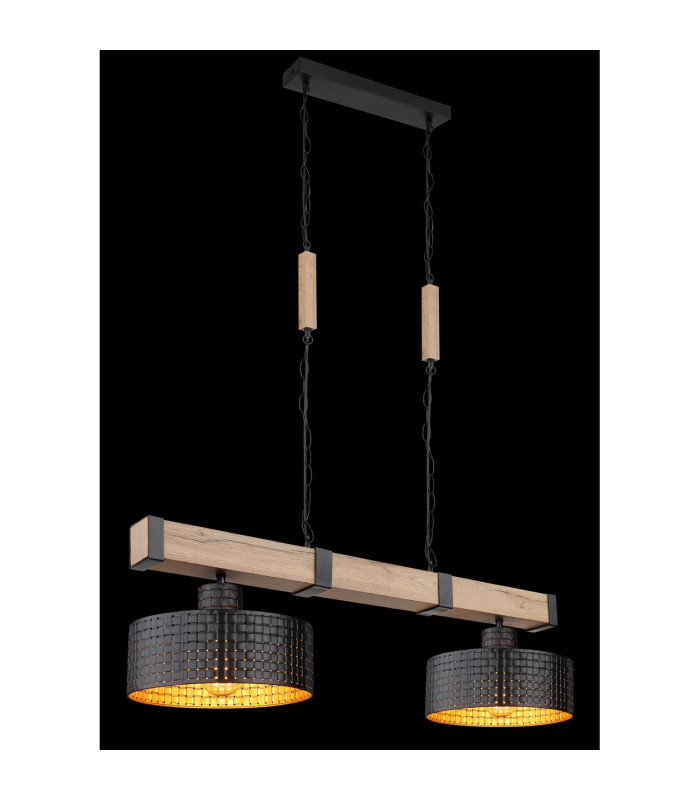 Rielly Bar Pendant Ceiling Light Matt Black 2x E27-5