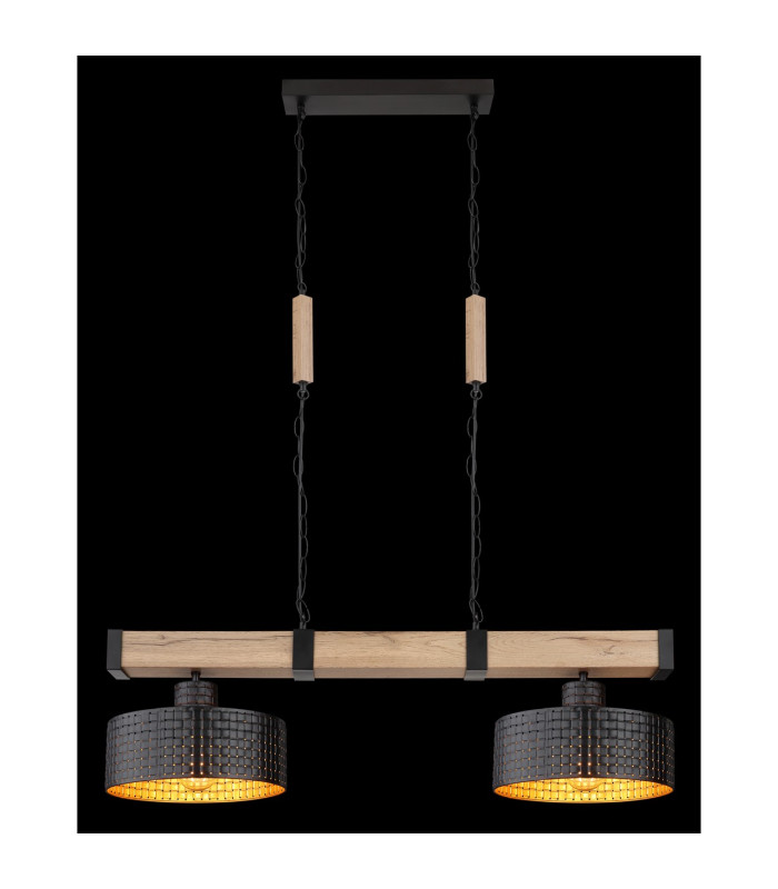Rielly Bar Pendant Ceiling Light Matt Black 2x E27-6