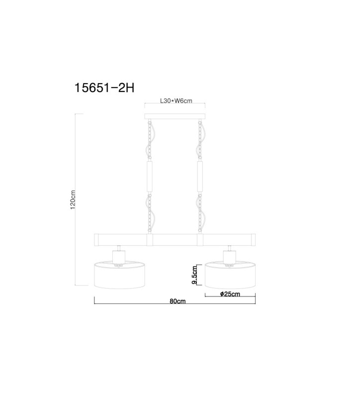 Rielly Bar Pendant Ceiling Light Matt Black 2x E27-8