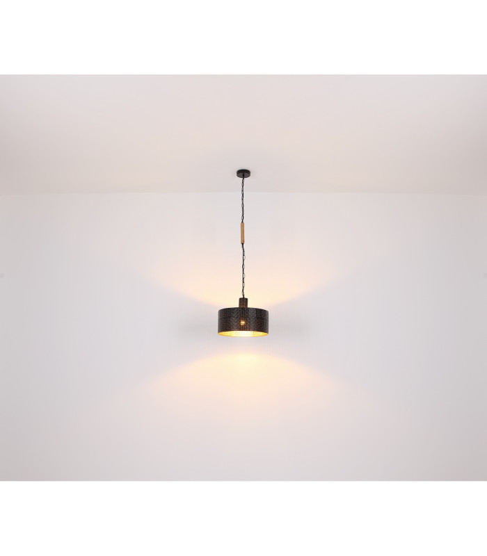 Rielly Cylindrical Pendant Ceiling Light Matt Black 1x E27-6
