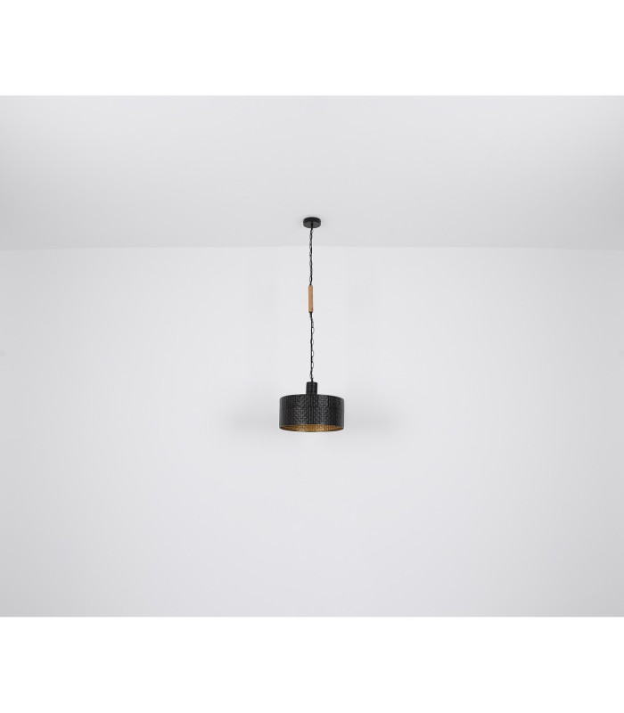 Rielly Cylindrical Pendant Ceiling Light Matt Black 1x E27-7