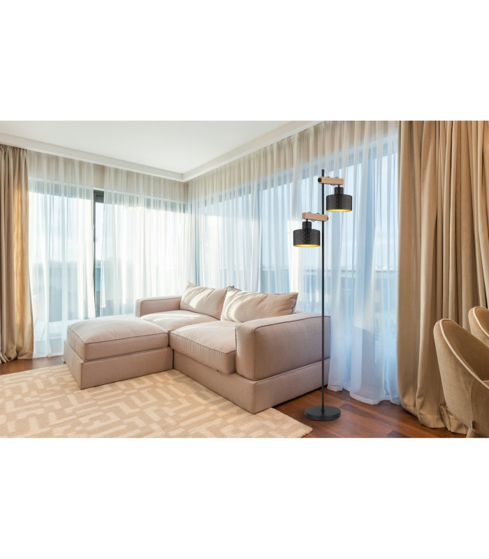 Rielly Multi Arm Floor Lamp Matt Black 2x E27-8