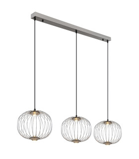 Galway Bar Pendant Ceiling Light Nickel Matt 3x LED 3000K-1
