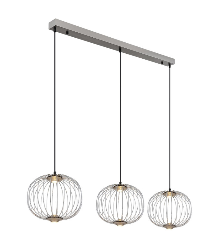 Galway Bar Pendant Ceiling Light Nickel Matt 3x LED 3000K-1