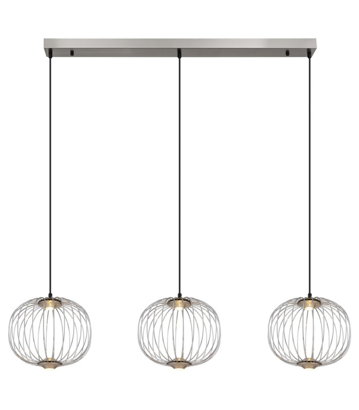 Galway Bar Pendant Ceiling Light Nickel Matt 3x LED 3000K-3