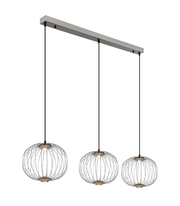 Galway Bar Pendant Ceiling Light Nickel Matt 3x LED 3000K-5