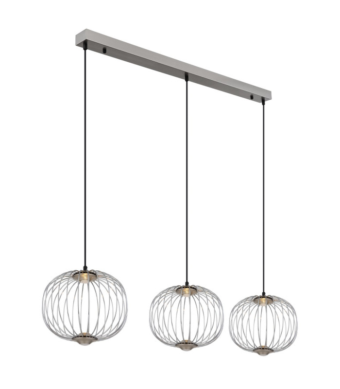 Galway Bar Pendant Ceiling Light Nickel Matt 3x LED 3000K-6