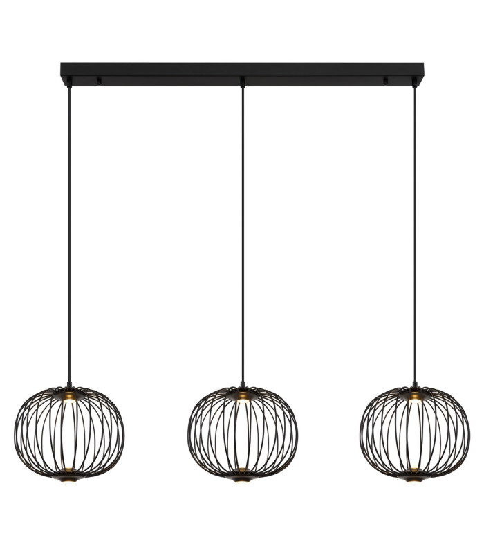 Galway Bar Pendant Ceiling Light Matt Black 3x LED 3000K-3