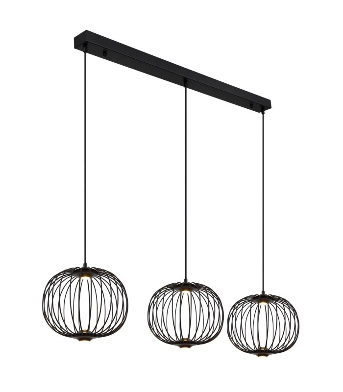 Galway Bar Pendant Ceiling Light Matt Black 3x LED 3000K-5